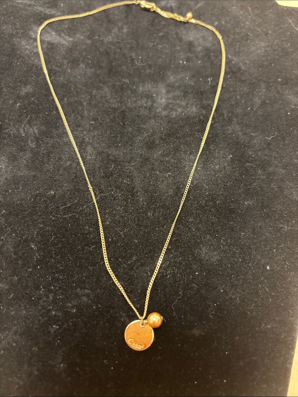 Chloe Gold Disc Necklace with Gold Accent Bead